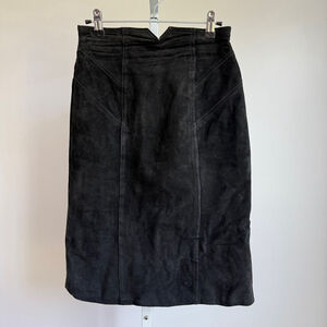 CHIA sz 8 black VTG‎ suede leather retro mini skirt